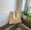 Bolsa feminina estilo casual 2026 nova moda de verão bolsa de ombro tecida à mão bolsa tote de grande capacidade para o dia a dia