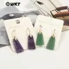 WT-E778 aretes de gancho para mujer de ojo de tigre y lapislázuli, trapezoidales, de longitud media, elegantes, de venta caliente, para la oficina