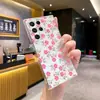 Funda de teléfono Samsung S25/S24 Ultra estilo Ins, patrón floral suave coreano, funda suave transparente de cobertura total