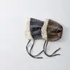 Sombrero de protección auditiva para bebé a rayas florales vintage estilo francés, sombrero con protección de encaje para orejas, sombrero de sol para sesión de fotos de niñas al aire libre