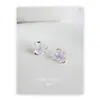 Pendientes de Aguja de Plata S925 Flor Pendientes Pequeños Frescos Pétalo Rosa Pendientes de Cristal Sentido Avanzado Azul Nicho Pendientes