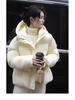 Chaqueta corta de invierno con capucha gruesa para mujer, estilo japonés y coreano, sencilla, de talla grande, de plumón de pato blanco Pinghu, fina de alta gama, nueva