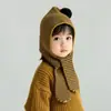 Gorro com Cachecol Infantil Tudo-em-Um Outono e Inverno Meninos e Meninas Gorro de Tricô Gorro de Lã Gorro com Proteção para Orelhas Gorro Quente para Bebê