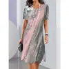 2024 verão quente transfronteiriço feminino vestido curto estampado antigo moda casual impressão digital 3D comércio exterior