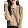 Cardigan de Punto Color Sólido con Adorno de Pedrería, Estilo Minimalista Nuevo para Primavera 2026, para Mujer, de Botones al Frente, Corte Ajustado, Elegante, de Manga Larga, para Ir al Trabajo