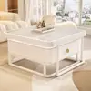 Nuevo Juego de Mesa de Centro de Rocas Blancas Estilo Crema 2026, Lujo Ligero para Salas de Estar Pequeñas, Mesa Moderna Sencilla Famosa en Internet