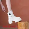 Botas de tacón grueso, suela gruesa, que aumentan la altura, de media caña para mujeres petite, botas de equitación para otoño e invierno, botas de punta redonda, botas adelgazantes, versátiles y favorecedoras