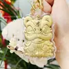 Chaveiro Bolsa de Ouro Puro 999 Gato da Sorte Pingente Fofo para Celular Presente de Dia dos Namorados para Namorada