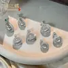 Pingente Natural de Jade Gelo Alto Feijão Fu Inlaid com Ovo de Pombo Novo Estilo Chinês Temperamento de Luxo Leve Banhado a Prata Inlaid com Buda