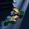 Pendientes de botón de plata esterlina S925 con oro antiguo y Tian, estilo femenino, corte de alta sensibilidad, colgante retro de calcedonia y ónix.