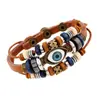 Pulseira de couro de olho de boi estilo europeu e americano AliExpress transfronteiriça com contas tecidas multicolorida tamanho ajustável pulseira de couro
