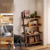 Estantería trapezoidal de madera maciza, unidad de exhibición independiente para sala de estar, estante de almacenamiento simple para uso doméstico montado en la pared, estantería de múltiples niveles