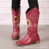 En stock comercio exterior Botas retro para mujer 2023 otoño e invierno Nuevas europeas y americanas Comercio exterior tacón grueso talla grande botas bordadas