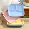Plato individual transfronterizo de paja de trigo plato dividido de plástico plato para comida rápida plato para frutas plato para comidas de pérdida de peso plato de tres compartimentos comercial