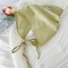 Turbante Estilo Francés Bufanda Triangular Cuadros Verde Claro Niña Puntiaguda Atado de Cabello Bufanda de Seda para Mujer Ins Primavera y Otoño Cinturón de Cabello Cuadros Decorativo