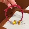 Pulseira Tecida Feita à Mão DIY para o Ano de Nascimento, Pulseira de Fio Dourado Areia Vermelho Atacado, Fique Rico Imediatamente, Tecelagem de Sacola da Sorte do Deus da Riqueza Amarelo