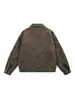 Chaqueta de gamuza para hombre con cuello mao, abrigo corto versátil vintage para primavera y otoño, top moderno estilo biker con cuello de solapa