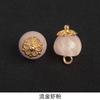 Botón de Cheongsam Estilo Chino Soporte Metálico para Flores Forma de Manzana Botón de Resina Camisa Hanfu Estilo Antiguo Botón Decorativo Dorado