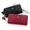 Nuevo Billetero Largo para Mujer Bolso de Mano Simple con Estampado de Cuadros en Relieve de PU Bolso con Cremallera Multi-Tarjeta Bolso para Teléfono Móvil Billetera para Monedas