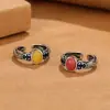 Anillo de nube auspiciosa esmaltado cloisonné vintage para mujer, imitación de cera de abeja, anillo abierto, diseño de nicho, regalo creativo para el Día de la Madre