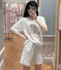 Gp pijamas sem etiqueta macio fofo sorvete animais marinhos gola redonda manga curta calções conjunto de pijamas loungewear feminino