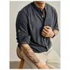 Camisa de Manga Larga para Hombre al por Mayor de Fábrica Estilo Chino Retro Cuello Alto Nueva Colección Primavera y Otoño Color Sólido Holgada Moderna Casual Versátil