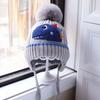 Gorro de lana de punto para niños, bonito gorro de invierno con dibujos animados para niños y niñas, cálido y con protección para los oídos, estilo coreano.
