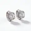 Aretes Cuadrados de Plata de Ley 925 Transfronterizos con Moissanita para Mujer, Aretes de Hebilla para la Oreja Xiaohongshu Simples de Cuatro Garras Cubo de Azúcar Joyería de Plata