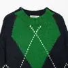 ZA AliExpress Venda Quente Roupas Femininas Transfronteiriças Europeias e Americanas Outono e Inverno Patchwork Bloco de Cores Padrão Diamante Malharia