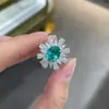 Anillo de Plata S925 Paraíba Cultivada Artificialmente Forma de Huevo Anillo de 2 Quilates Retro de Gama Alta Huevo de Paloma Anillo para Mujer