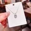 [Chapado de Plata Grueso] Collar de Amor de Zircón Azul Cielo para Mujer Diseño Nicho de Lujo Ligero Simple Elegante Cadena para Clavícula
