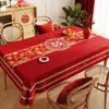 Um Essencial para o Ano Novo: Toalha de Mesa Vermelha com Estampas Auspiciosas em Dourado, Impermeável e Festiva para Uso Doméstico, Decoração de Ano Novo