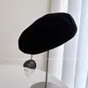 Boina de Papel Washi Japonés de Color Sólido Estilo Minimalista para Mujer, Sombrero de Artista Transpirable con Protección Solar, Boina Ligera de Punto Color Nude para Verano