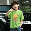 Camiseta de Manga Curta para Meninos, Blusa Casual Solta para Meninos, Novo Estilo de Verão, Camiseta Básica de Algodão Puro de Meia-Manga para Crianças de Tamanho Médio e Grande