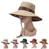 Nuevo Sombrero de Estilo Étnico para Mujer, Sombrero Retro de Verano para Senderismo, Sombrero de Sol de Ala Ancha para Exteriores, Sombrero de Pescador con Protección Solar