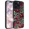 Funda para teléfono con estampado de leopardo y cerezas todo incluido adecuada para Apple 16/15 Pro Max, iPhone 14/12/11/13 Funda suave 17