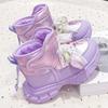 Botas de Nieve para Niñas Otoño e Invierno 2025 Nuevos Zapatos de Algodón Gruesos Cálidos de Felpa para Niños Mayores Botas de Algodón de Caña Alta