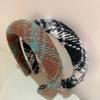 Diadema de cuadros Maillard Corea del Sur otoño e invierno vintage tela cepillada esponja aumentada parte superior de calavera diadema versátil accesorios para el cabello para mujeres