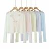 9777-25 Primavera Novo Estilo Retro Francês Flor Gelo Seda Curto Protetor Solar Cardigan Suéter de Ar Condicionado Feminino Suéter de Tricô