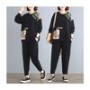 Traje de Sudadera Holgada para Mujer de Primavera y Otoño para Mujer 100kg Chica Gorda Estilo Occidental Talla Grande Ropa Deportiva Casual Conjunto de Dos Piezas