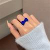 Anel de Laço Aberto com Flocagem Anel de Veludo para Menina Anel de Dedo Klein Blue com Flocagem Anel de Dedo de Comida