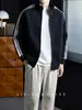 Sudadera con Capucha de Manga Larga Raglán a Rayas de Bloque de Color para Jóvenes Japoneses, Informal Urbana, Otoño Invierno, Versátil para Viajar, Ropa Exterior para Hombre