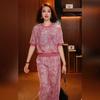 Conjunto Completo de Verão 2025 de Looks Ootd para Redução de Idade, Camisetas Rosa de Manga Curta, Calças Esportivas Casuais, Conjuntos de Duas Peças para Mulheres
