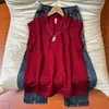 Chal de rayas con bloques de color negro y rojo cleanfit, cuello en V, para hombre, verano, tacto de alta gama, transpirable, sin mangas, camiseta sin mangas tipo americana