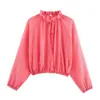 Comércio Exterior Transfronteiriço Roupas Femininas Verão Estilo Europeu e Americano Camisa de Manga Longa com Bordas Franzidas + Conjunto de Saia para Mulheres