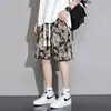 Shorts para Hombre con Estampado Completo de Dibujos Animados, Ropa de Verano, Estilo Hong Kong Delgado, Marca Fresca y de Moda, Holgados y Versátiles, Pantalones Cortos de Playa de Cinco Puntos