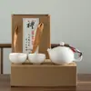 Juego de Té Kung Fu Portátil para Viaje con Tetera de Cerámica Xishi, Juego de Una Tetera y Dos Tazas o Cuatro Tazas, Regalo Creativo Personalizado