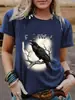 Tamanho Europeu CruzadoCorvo Negro F-Caw-F Pássaro Negro Interessante Manga Curta Gola Redonda 2000 Roupas Masculinas Novo