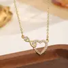 Collar Transfronterizo de Zirconia en Forma de Corazón de Figura de Ocho para Mujer, Estilo Simple Europeo y Americano, Collar Doble Corazón Infinito para Clavícula