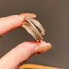 Anillo Geométrico Abierto Redondo Multicapa de Circonita, Personalizado, Anillo Sencillo y de Moda para Dedo Índice, Joyería de Mano de Lujo Ligero y de Alta Gama al por Mayor